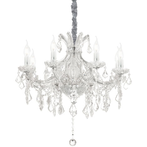 Lampadario Classico Napoleon Metallo-Cristallo Cromo 8 Luci E14