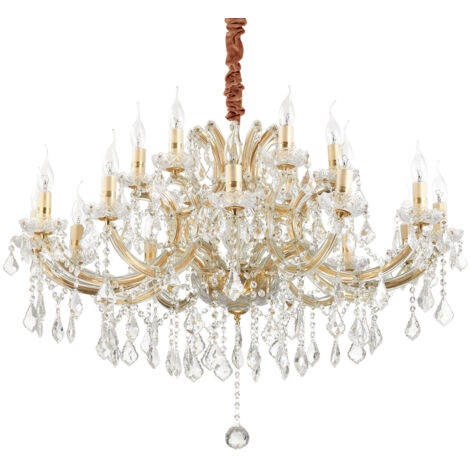 Lampadario Classico Napoleon Metallo-Cristallo Oro 18 Luci E14