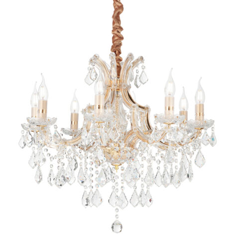 Lampadario Classico Napoleon Metallo-Cristallo Oro 8 Luci E14