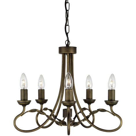 Lampadario Classico Olivia Metallo Oro 5 Luci E14