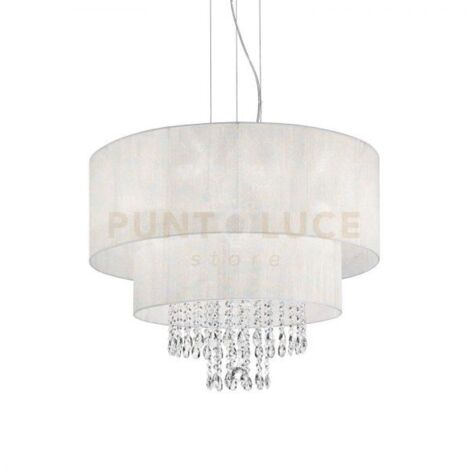 Lampadario Classico Opera Vetro,Tessuto,Cristalloistallo Bianco 6 Luci E27