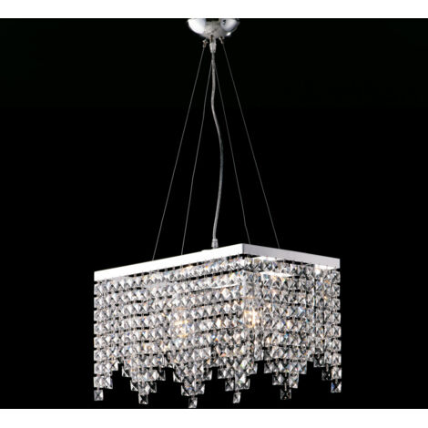 Lampadario Classico Penelope Metallo Cromo Cristallo 2 Luci E27