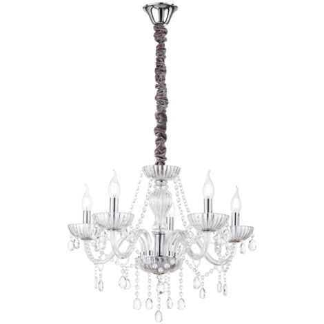 Lampadario Classico Venezia Vetro Trasparente 5 Luci E14