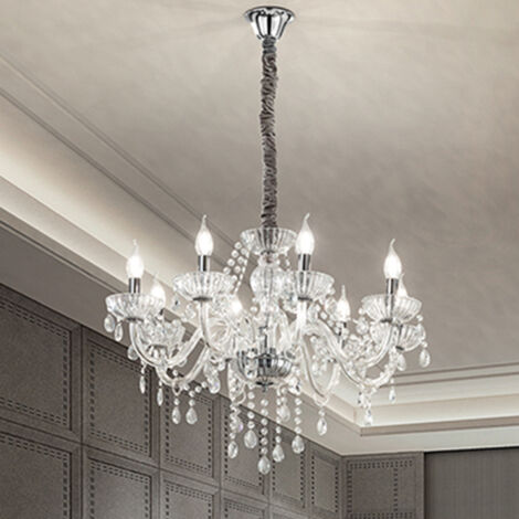 Lampadario Classico Venezia Vetro Trasparente 8 Luci E14