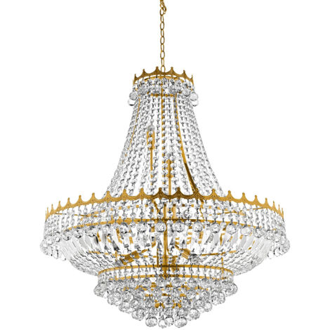 Lampadario Classico Versailles Acciaio Oro Vetro 13 Luci E14