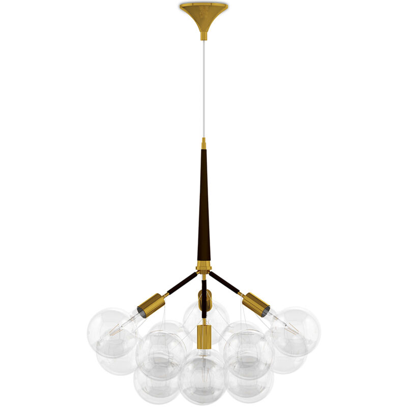 Image of Lampada a soffitto con sfere di vetro - Lampada a sospensione - 12 globi - Glaub Marrone - Vetro, Metallo - Marrone