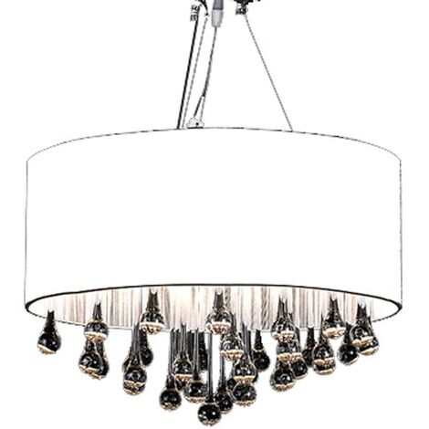 1/3x Lampadario Soffitto Paralume Cristalli Vetro Bianco/Nero