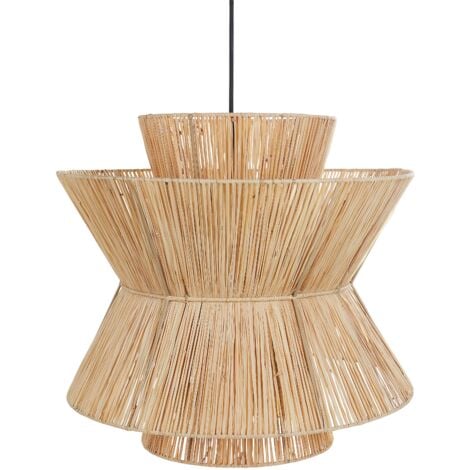 Lampadario con base in ferro realizzata in paglia naturale Telamba