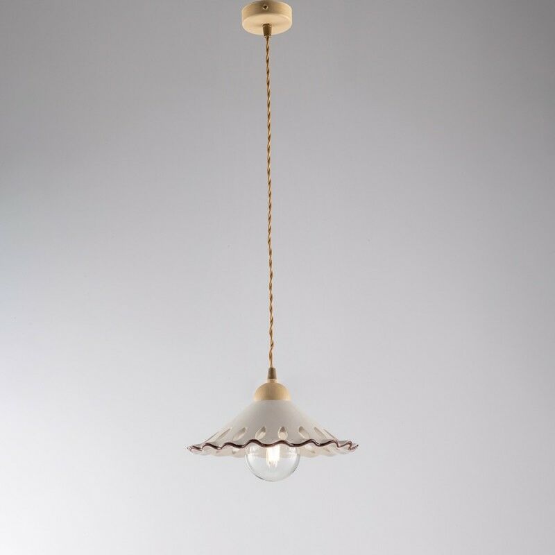 Sospensione 1 Luce Ferro Marrone Decapè e Ceramica...