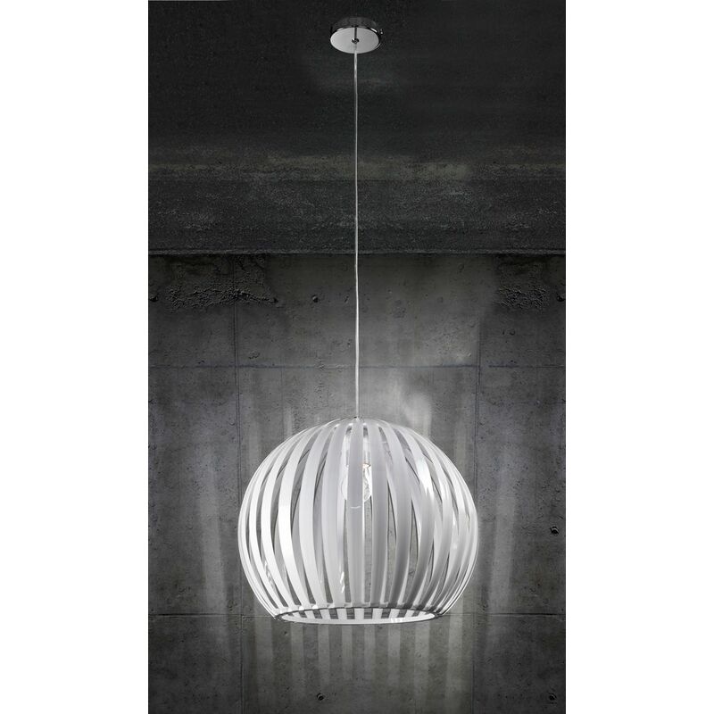 Image of Perenzilluminazione - Lampadario con lampada a sospensione in acrilico bianco D.30cm art.5860B Illuminazione moderna ideale per salone e cucina