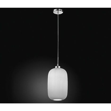 Lampadario con lampada a sospensione in vetro bianco D.20cm 6343 Illuminazione moderna ideale per salone e cucina
