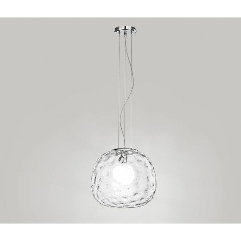 Image of Lampadario con lampada a sospensione in vetro trasparente D.40cm 6468 TR Illuminazione moderna ideale per salone e cucina