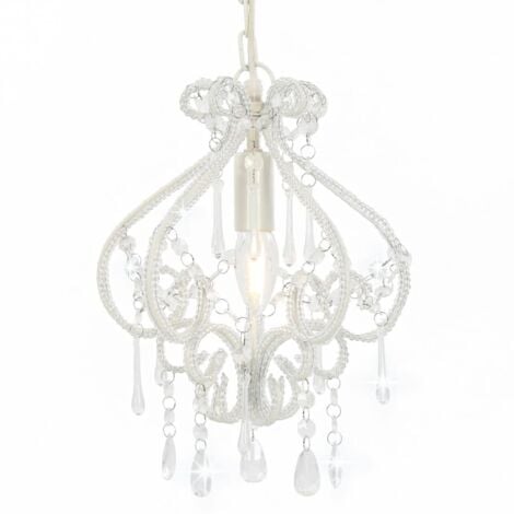 Lampadario con Perle Bianco Rotondo E14