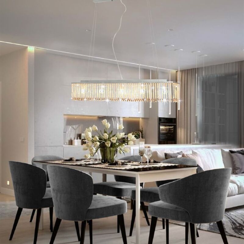 Image of Vidaxl - Lampadario con Perle di Cristallo Argento 104 cm E14