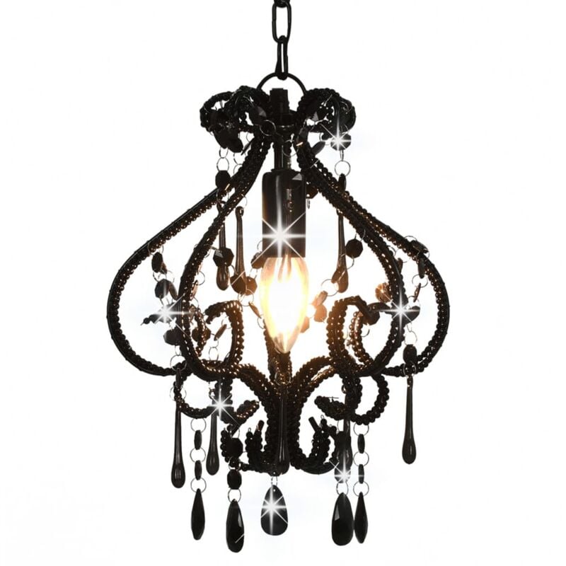 Image of Lampadario con Perle Rotondo E14 Design Elegante vari colori colore : nero