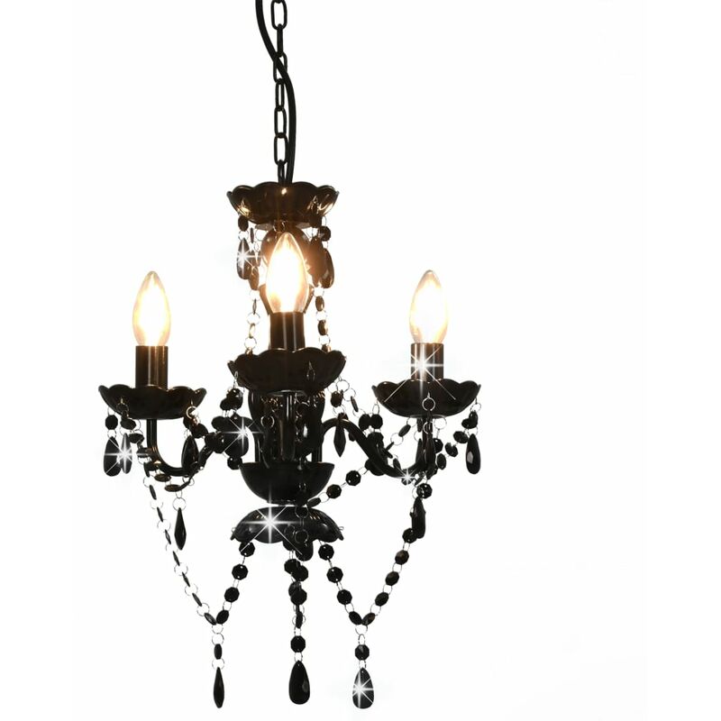 Lampadario con Perline Tondo 3 porta Lampade E14 vari colori colore : nero