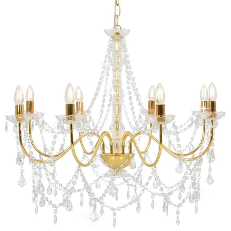 Lampadario con Perline Dorato 8 Lampadine E14 - Vidaxl