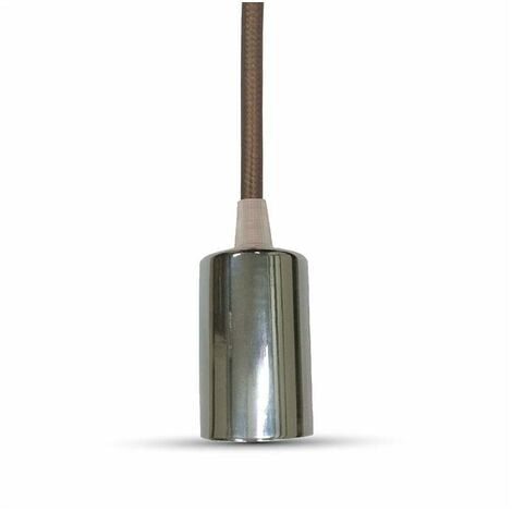 LAMPADARIO CON PORTALAMPADA CROMO DOME MARRONE CHIARO CAVO