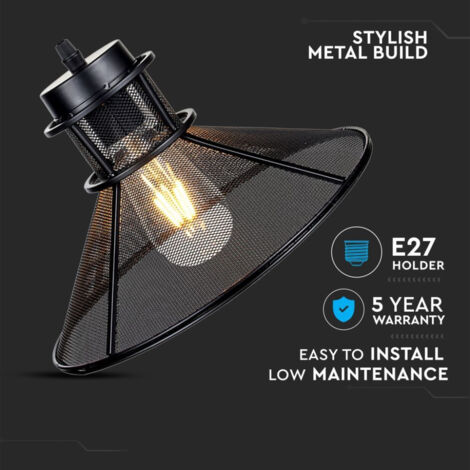 LAMPADARIO CON PORTALAMPADA NERO METALLO MAGLIA FORMA V