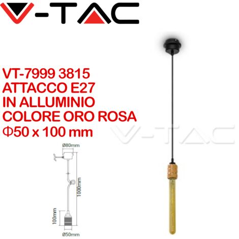 LAMPADARIO CON PORTALAMPADA ORO ROSA ALLUMINIO