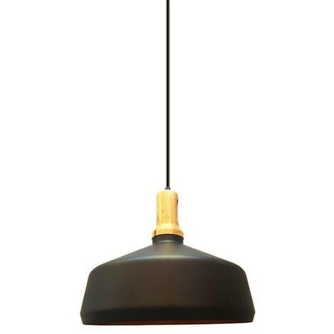 LAMPADARIO CON PORTALAMPADA PARABOLA NERA BASE IN LEGNO AMPIO