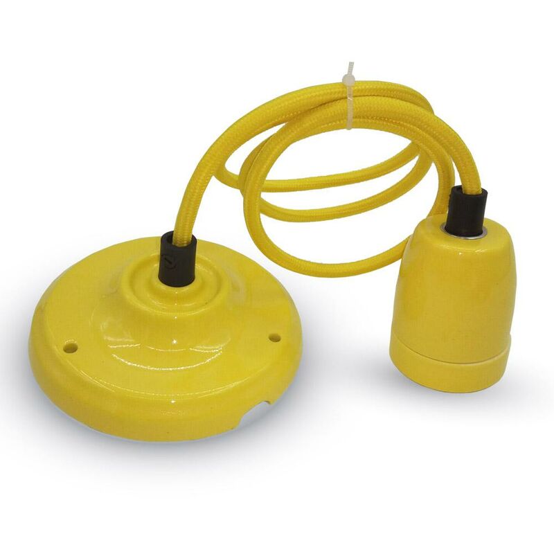 Image of Lampadario con portalampada porcellana giallo