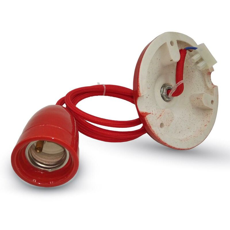 Image of Esolution - lampadario con portalampada porcellana rosso