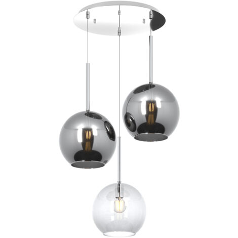 Lampadario Contemp Future Metallo Cromo Vetro Grande Trasp-Cromo 3 Luci E27