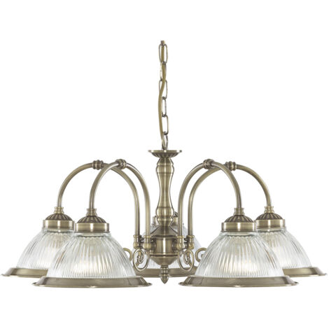 Lampadario Contemporaneo American Dinner Acciaio Adjustable Vetro 5 Luci E27