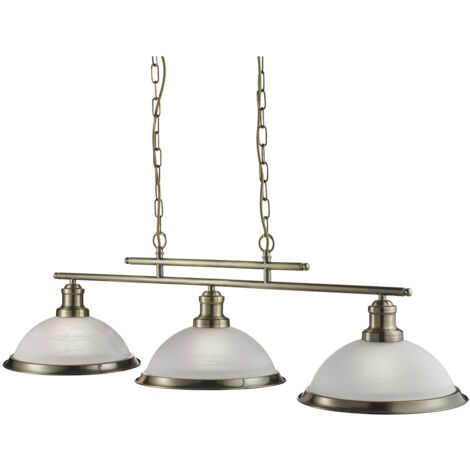 Lampadario Contemporaneo Bistro Acciaio Ottone Vetro 3 Luci E27