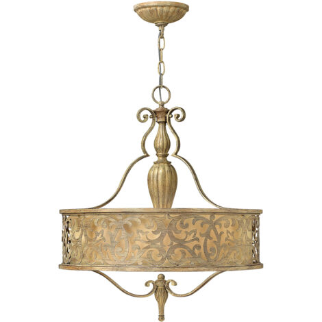 Lampadario Contemporaneo Carabel Acciaio Beige Champagne Vetro 3 Luci E27