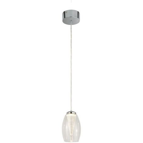 Lampadario Contemporaneo Ciclon Metallo Cromo Vetro Trasparente Led 6W 3000K