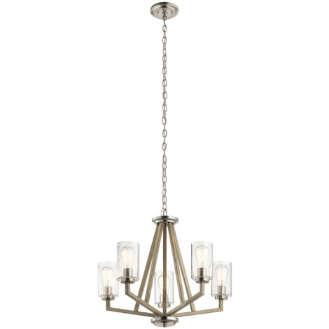 Lampadario Contemporaneo Deryn Acciaio Grigio Antico 5 Luci E27
