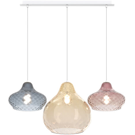 Lampadario Contemporaneo Dress Metallo Bianco Vetro Multicolor 3 Luci E27