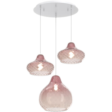 Lampadario Contemporaneo Dress Metallo Bianco Vetro Ruggine 3 Luci E27