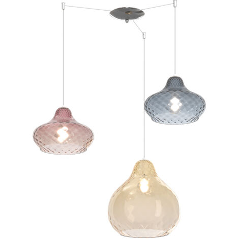 Lampadario Contemporaneo Dress Metallo Cromo Vetro Multicolor 3 Luci E27