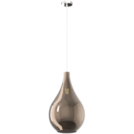 Lampadario Contemporaneo Drop 2.0 Metallo Cromo Vetro Grande Bronzo 1 Luce E27