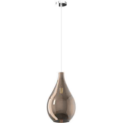 Lampadario Contemporaneo Drop 2.0 Metallo Cromo Vetro Medio Bronzo 1 Luce E27