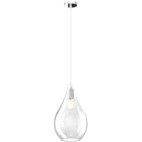 Lampadario Contemporaneo Drop 2.0 Metallo Cromo Vetro Medio Trasp 1 Luce E27