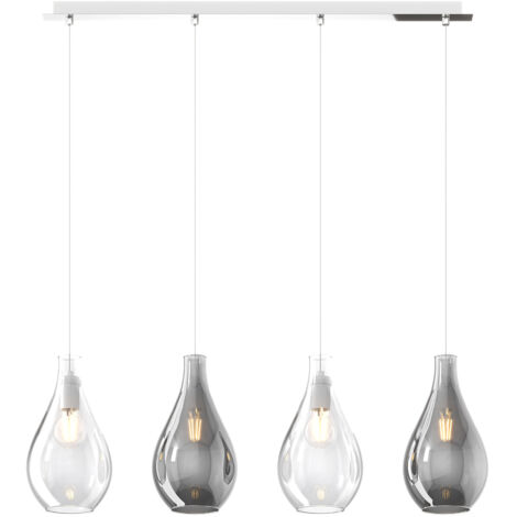 Lampadario Contemporaneo Drop 2.0 Metallo Cromo Vetro Trasp-Fumè 4 Luci E27