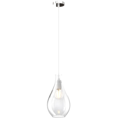 Lampadario Contemporaneo Drop 2.0 Metallo Cromo Vetro Trasparente 1 Luce E27