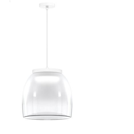 Lampadario Contemporaneo Drum Metallo Bianco Vetro 1 Luce Led 16W Calda
