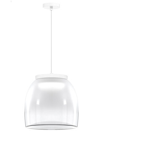 Lampadario Contemporaneo Drum Metallo Bianco Vetro 1 Luce Led 16W Calda