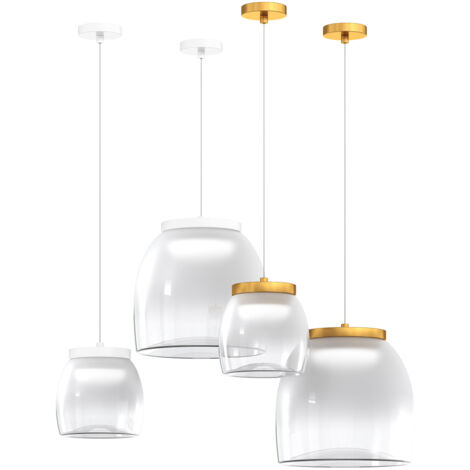 Lampadario Contemporaneo Drum Metallo Oro Vetro 1 Luce Led 16W Calda