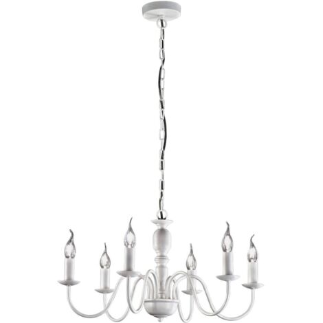 Lampadario Contemporaneo Ducale Metallo Bianco 6 Luci E14