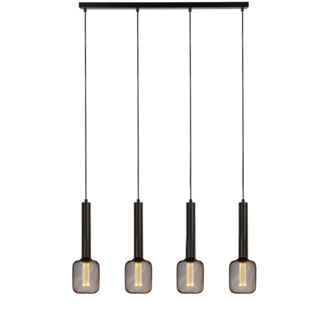 Lampadario Contemporaneo Dulwich Acciaio Nero 4 Luci E27