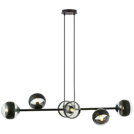Lampadario Contemporaneo Durga Acciaio Nero 6 Luci E14 Ip20