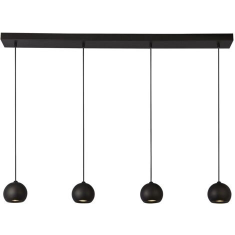 Lampadario Contemporaneo Eindhoven Acciaio Nero 4 Luci Gu10