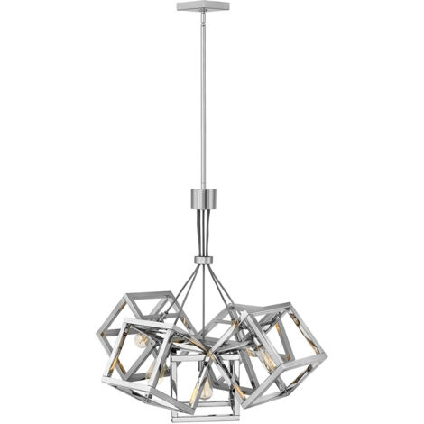 Lampadario Contemporaneo Ensemble Acciaio Nichel Lucido 5 Luci E27