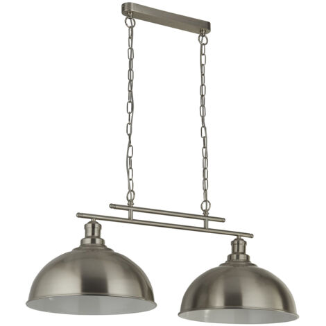 Lampadario Contemporaneo Fusione Acciaio Argento 2 Luci E27